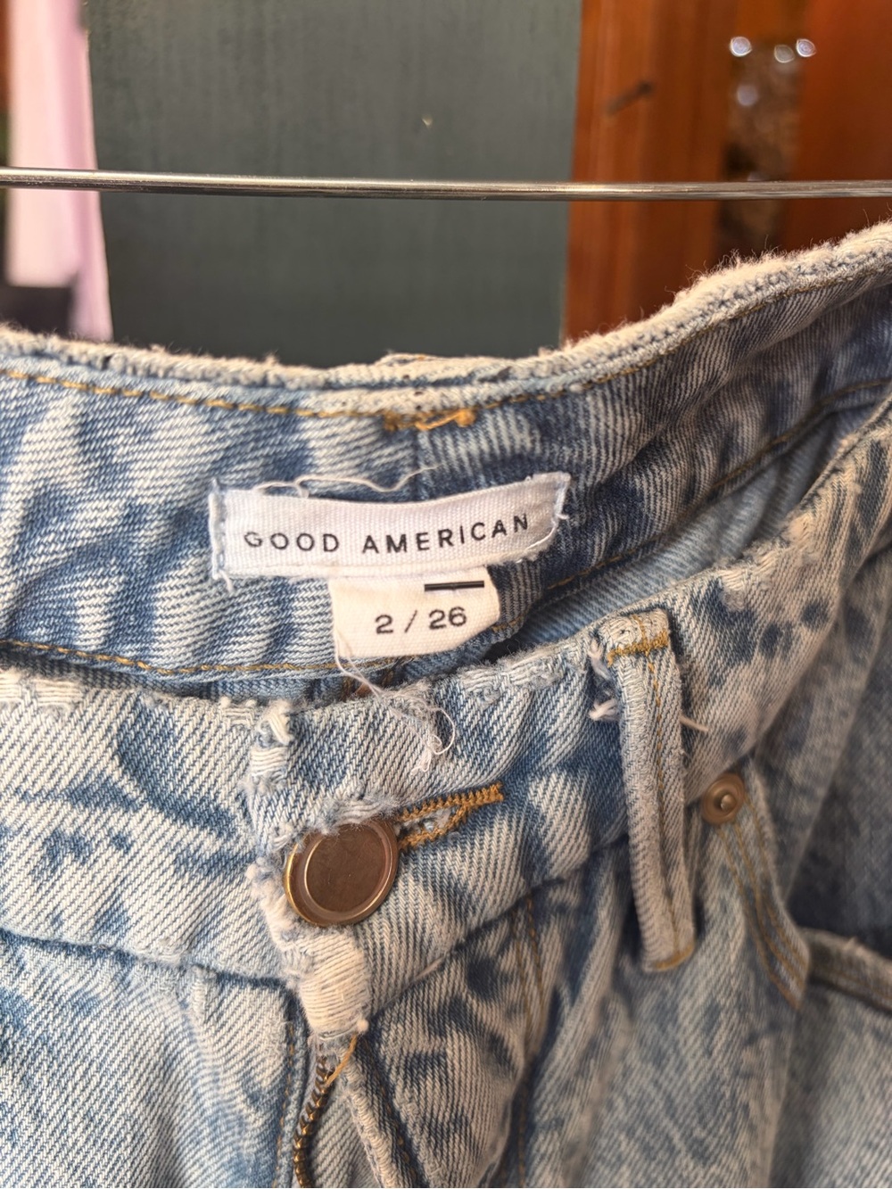 Good American Acid-Washed Denim High-Rise Jeans in Light Blue